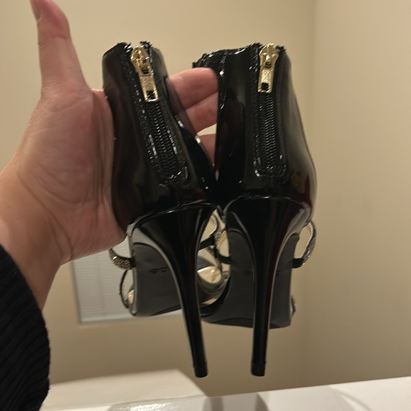 Bebe Janae Sexy Crystal Rhinestone Ankle Strap Dress Sandals - New Condition - Picture 8 of 9